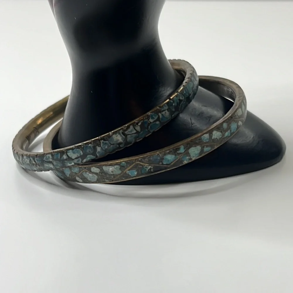 Vintage Brass Turquoise Bracelets